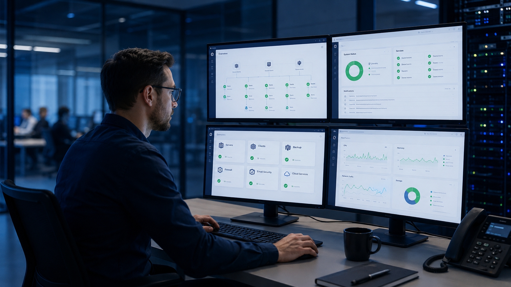 Managed IT-Services mit Monitoring von Servern, Backup, Firewall und Cloud